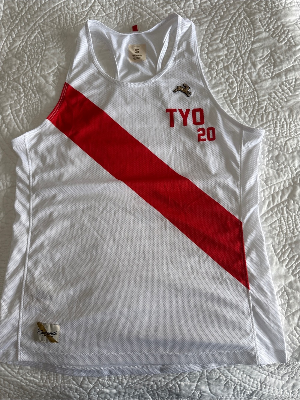 Tracksmith White & Red TYO 20 (marathon) Singlet